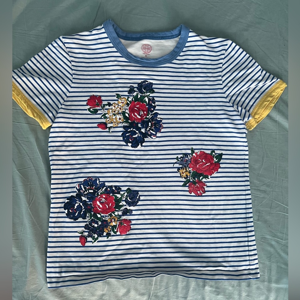 Tory Burch striped shirt with flower appliqué